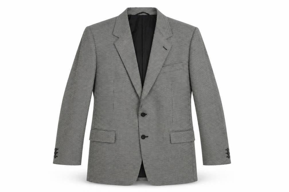Enrico Gorlani Mens Black Geometric Polyester Jacket Suit Jacket Size 44 Regular
