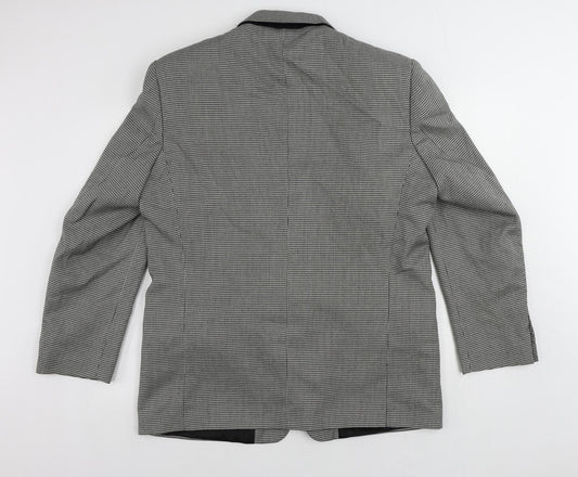 Enrico Gorlani Mens Black Geometric Polyester Jacket Suit Jacket Size 44 Regular