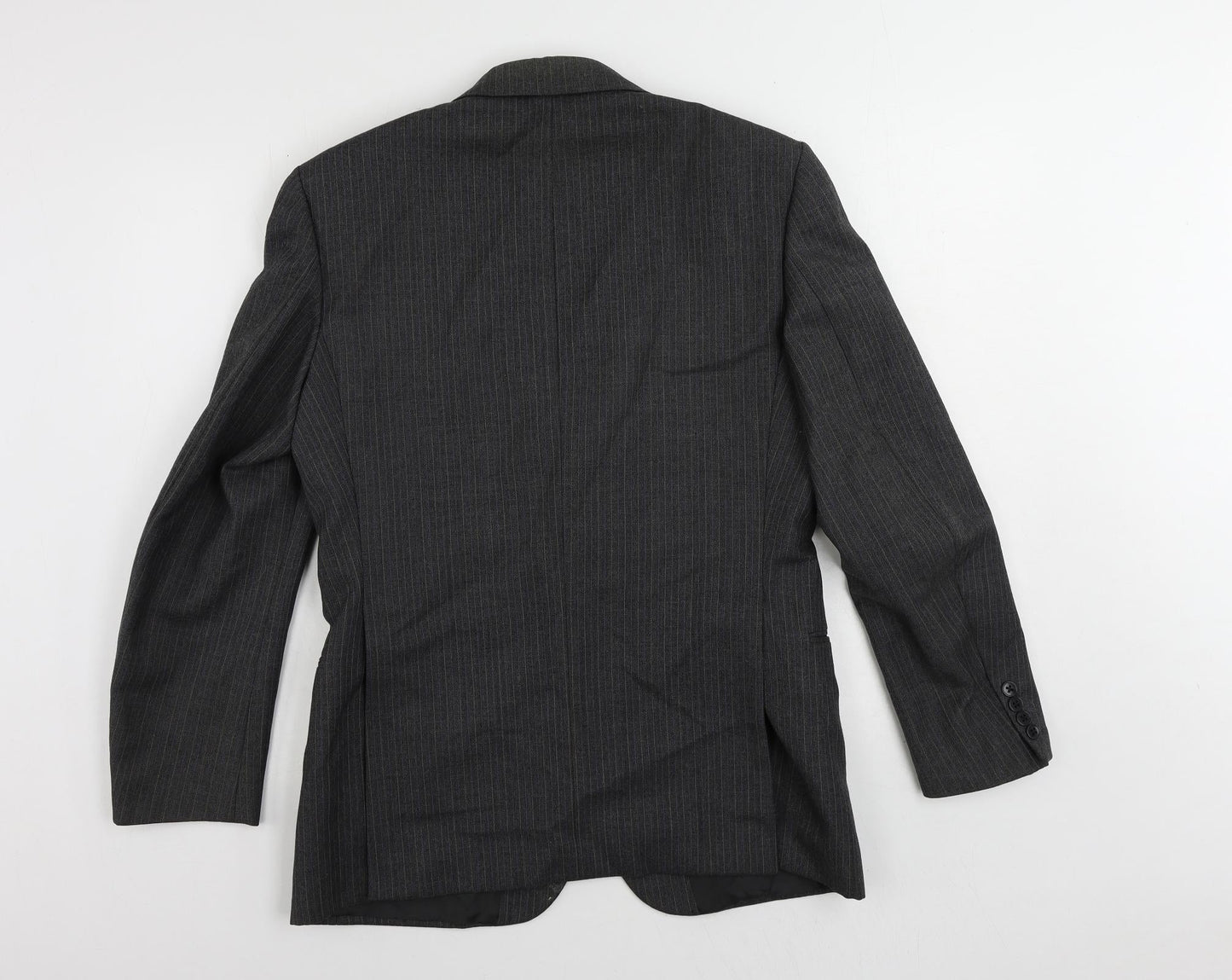 St Michael Mens Grey Striped Wool Jacket Suit Jacket Size 38 Regular