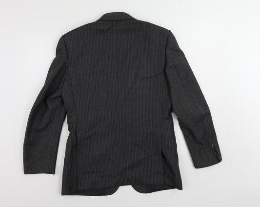 St Michael Mens Grey Striped Wool Jacket Suit Jacket Size 38 Regular
