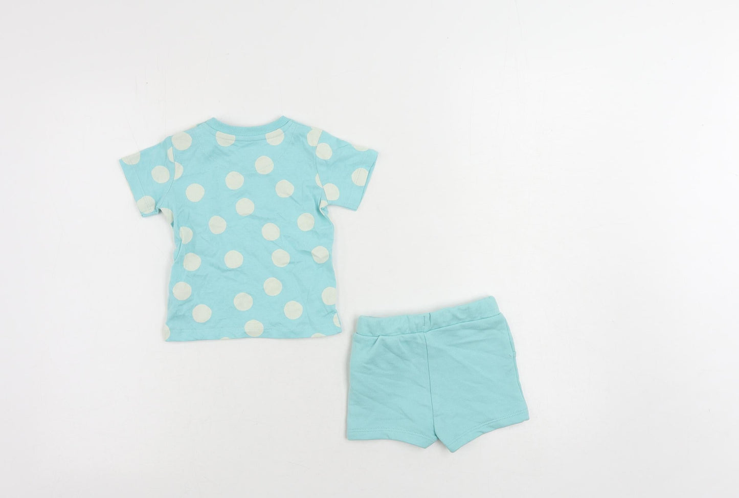 Marks and Spencer Baby Green Polka Dot Cotton Shorts Set Outfit/Set Size 3-6 Months Snap