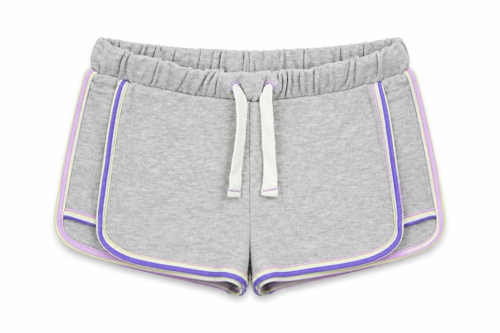 Marks and Spencer Girls Grey Cotton Sweat Shorts Size 6-7 Years Regular Drawstring - Contrasting Trim