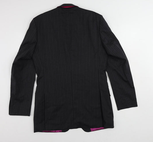 Ten by Michael Owen Mens Grey Striped Wool Jacket Suit Jacket Size 38 Regular