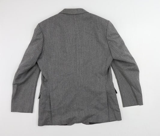 St Michael Mens Grey Striped Wool Jacket Suit Jacket Size 40 Regular
