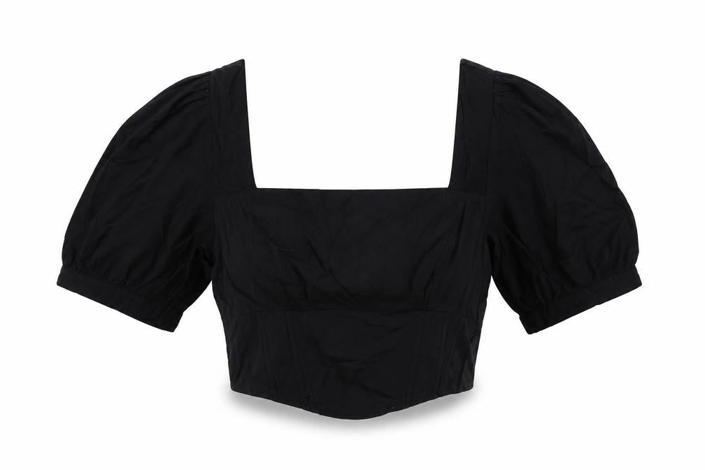 Womens UK Size XL Stradivarius Black Cotton Blouse