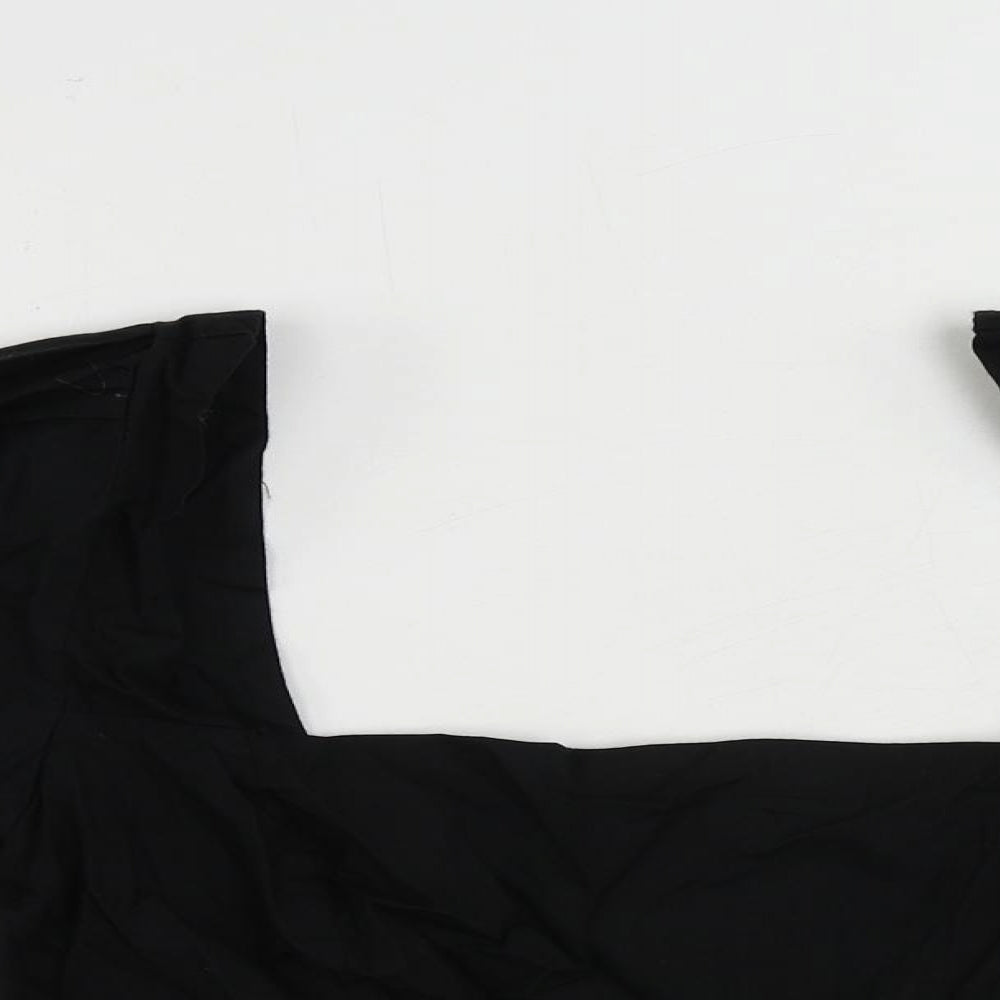 Stradivarius Womens Black Cotton Cropped Blouse Size XL Square Neck - Shirred Back