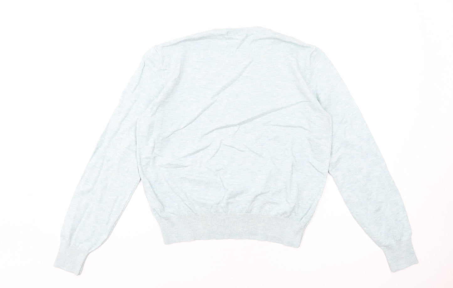 H&M Womens Blue V-Neck Viscose Pullover Jumper Size M