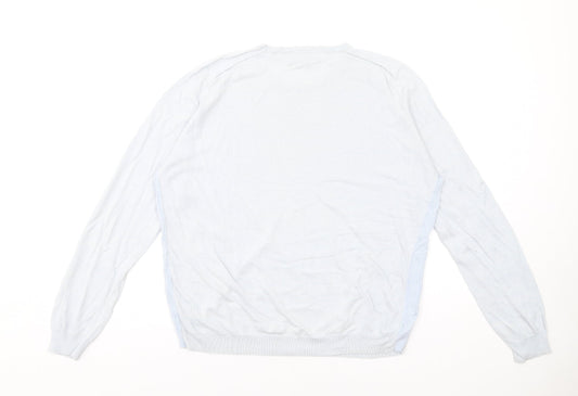 River Island Mens Blue Crew Neck Acrylic Pullover Jumper Size XL Long Sleeve
