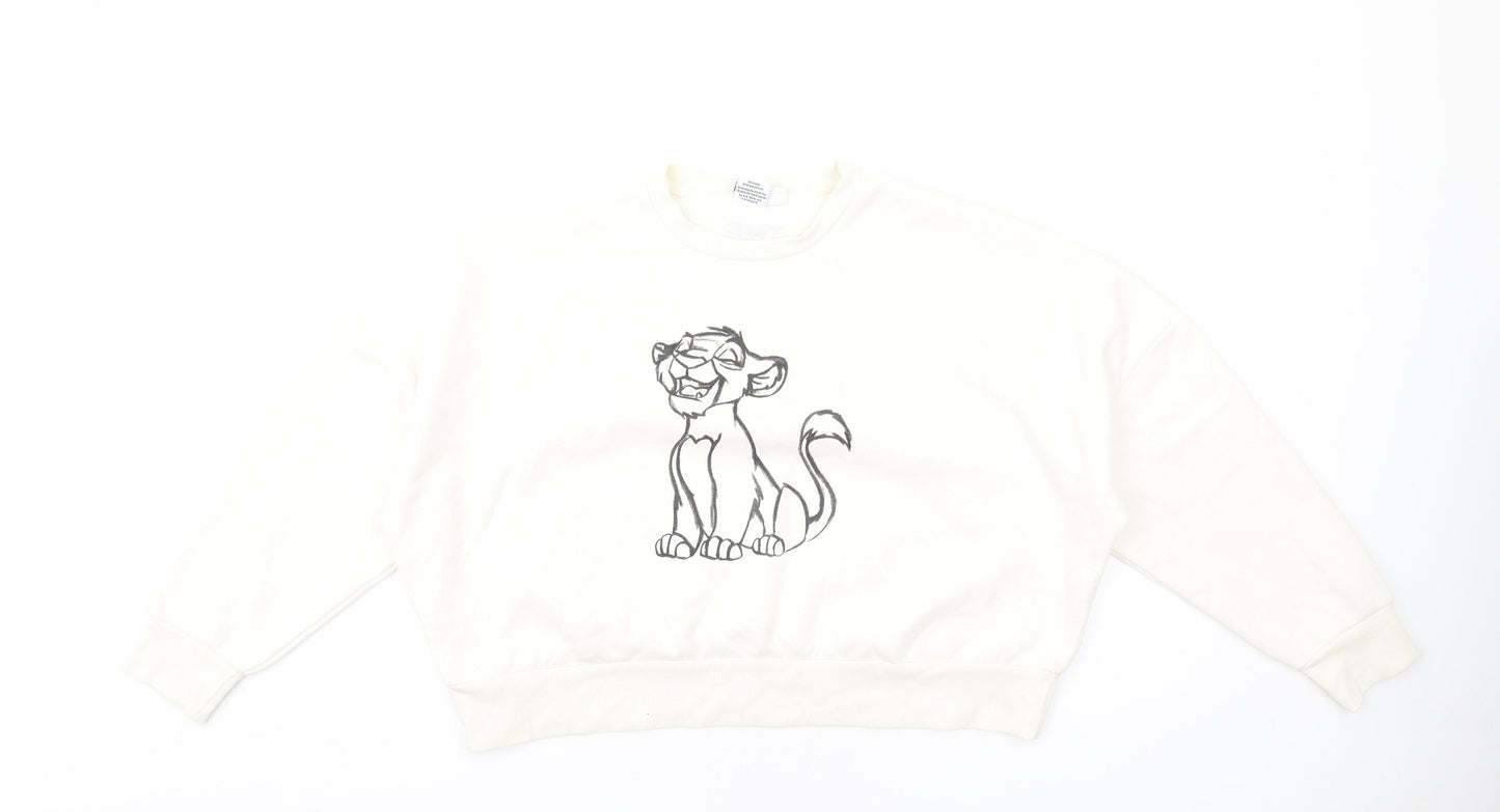 Disney Womens Ivory Cotton Pullover Sweatshirt Size M Pullover - The Lion King