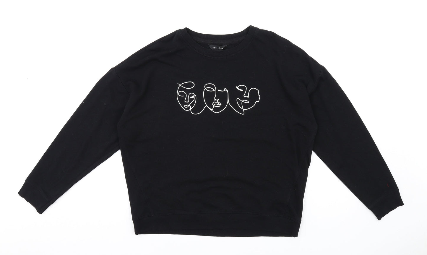 New Look Womens Black Cotton Pullover Sweatshirt Size S Pullover