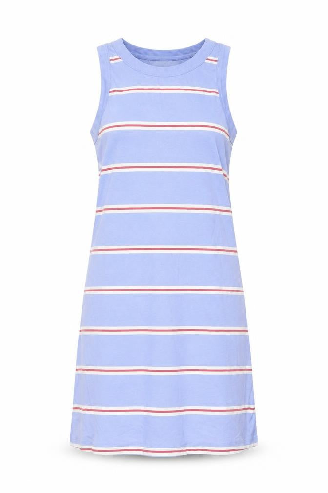 Marks and Spencer Womens Blue Striped Cotton Tank Dress Size S Crew Neck Pullover