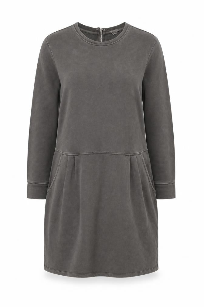 Gap Womens Grey 100% Cotton Jumper Dress Size XL Round Neck Zip - Pockets