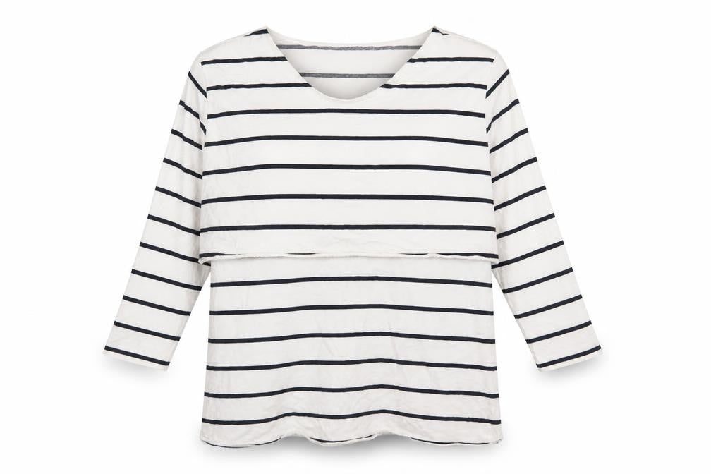 Front view of ASOS women’s white striped 100% cotton basic t-shirt, size UK 12, round neck