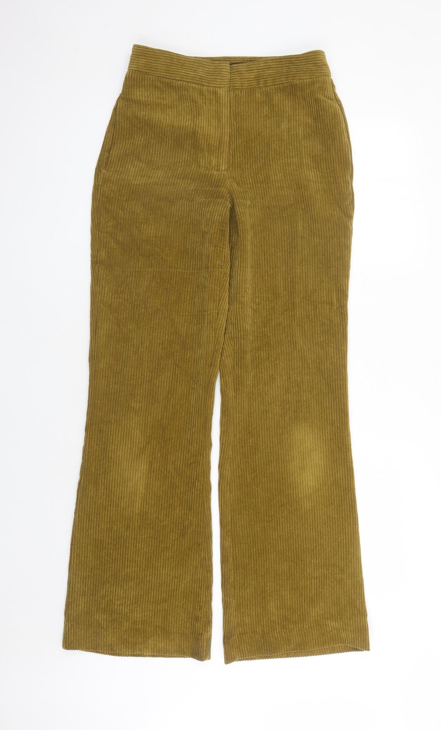 Zara Womens Brown Polyester Trousers Size XS L31 in Regular Zip - Pockets