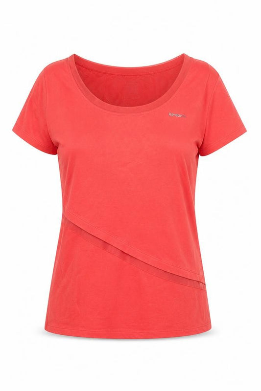 Reebok Womens Red Cotton Basic T-Shirt Size M Round Neck Pullover