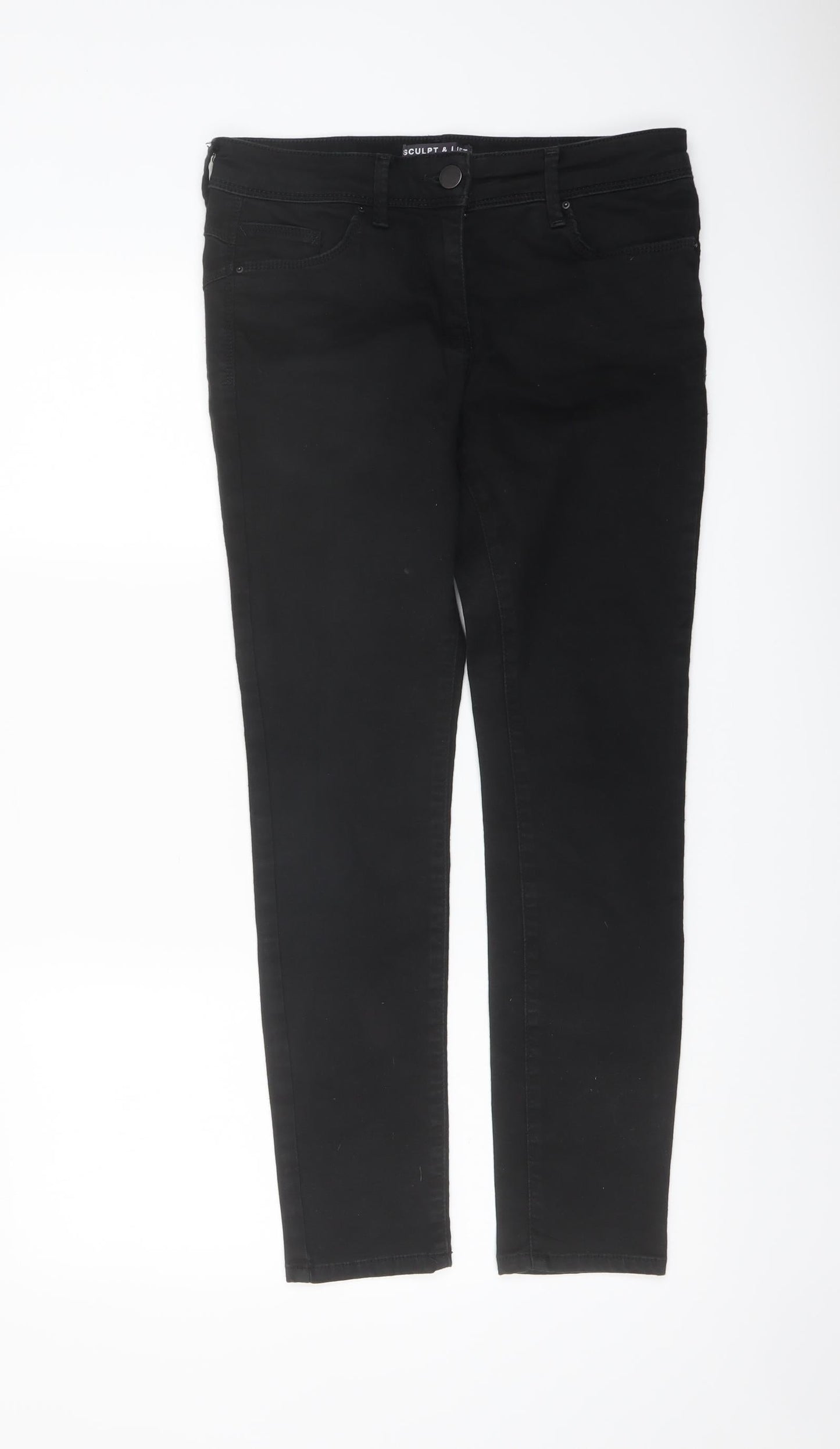 Marks and Spencer Womens Black Cotton Skinny Jeans Size 10 L27 in Regular Button