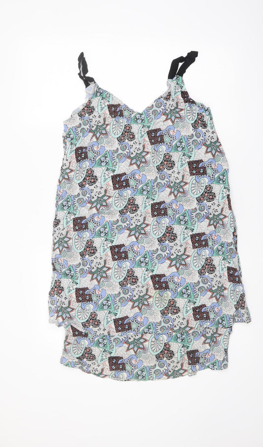 Warehouse Womens Multicoloured Geometric Viscose A-Line Size 12 V-Neck Pullover