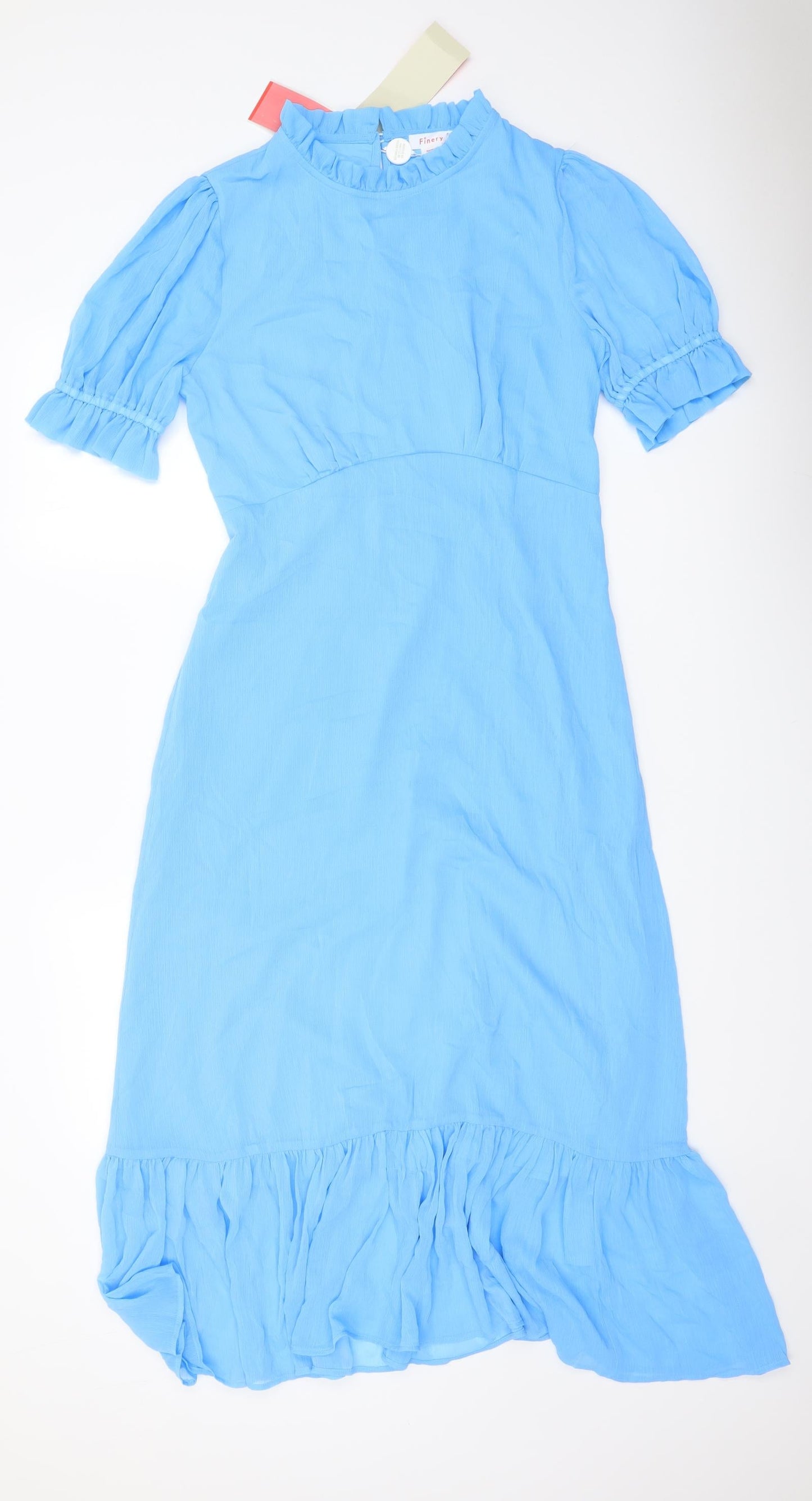 Fínery Womens Blue Polyester A-Line Size 12 Mock Neck Zip