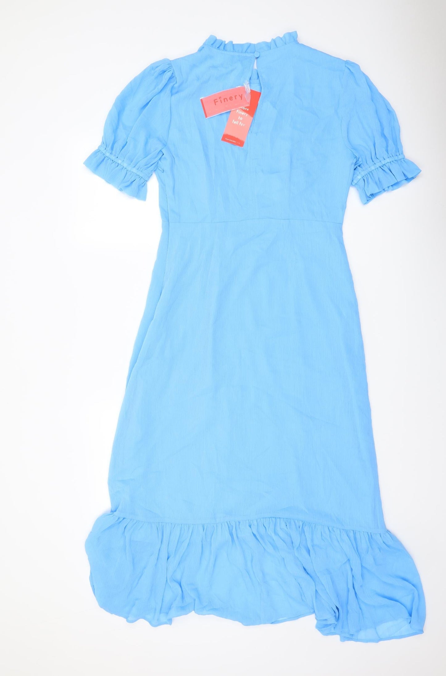 Fínery Womens Blue Polyester A-Line Size 12 Mock Neck Zip
