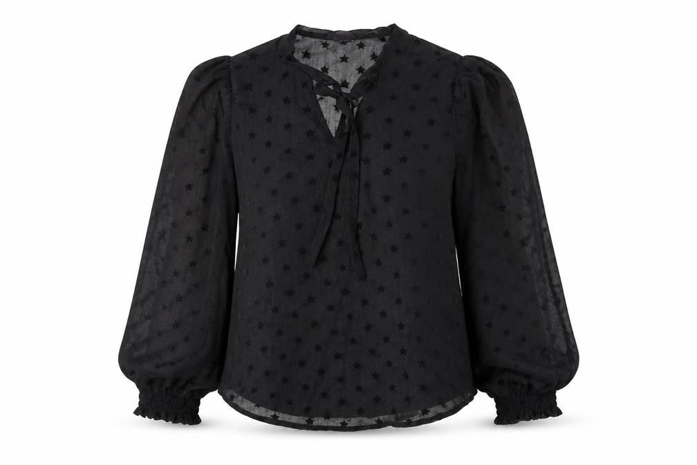 Marks and Spencer Womens Black Geometric Polyester Basic Blouse Size 8 Round Neck
