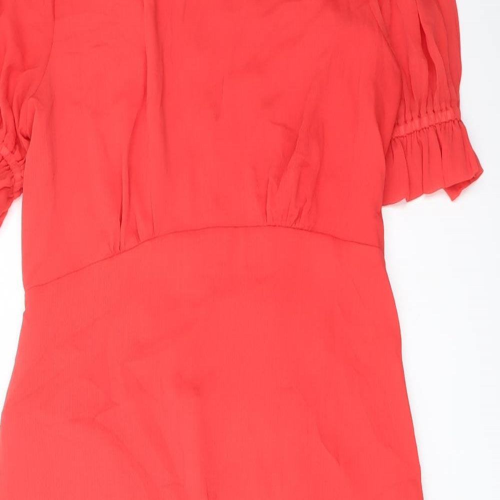 Finery Womens Red Polyester A-Line Size 16 Mock Neck Zip