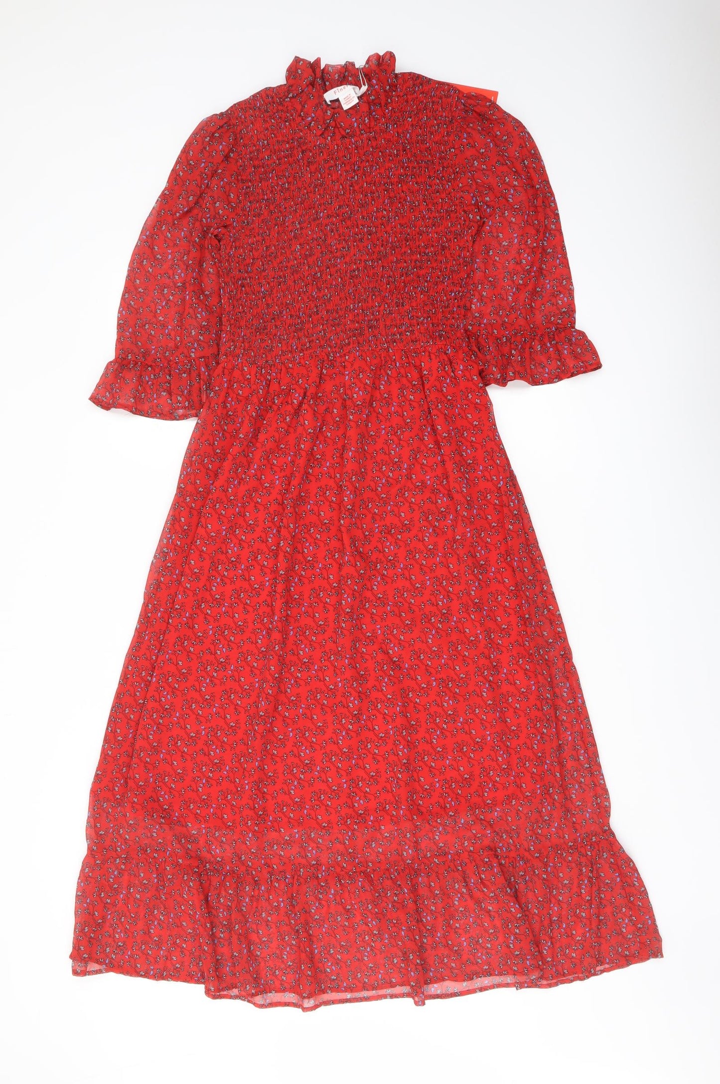 Finery Womens Red Floral Polyester A-Line Size 8 Mock Neck Pullover