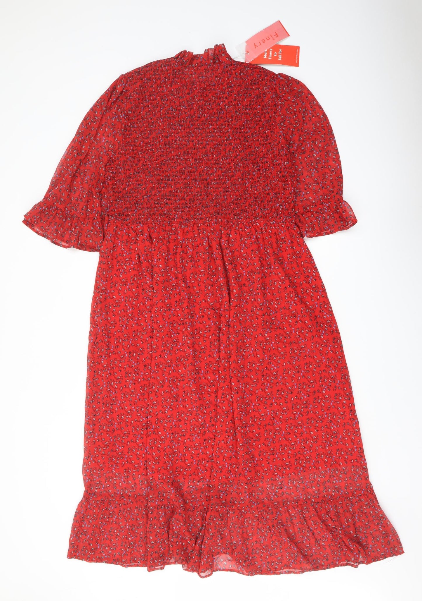 Finery Womens Red Floral Polyester A-Line Size 18 Mock Neck Pullover