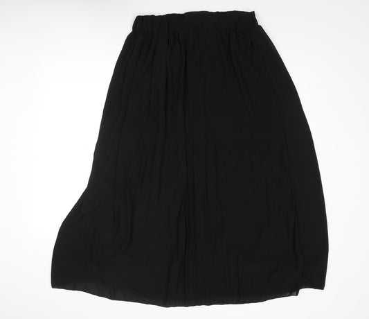 Sabrina Diamanti Womens Black Polyester Flare Skirt Size 2XL - Pleated Detail