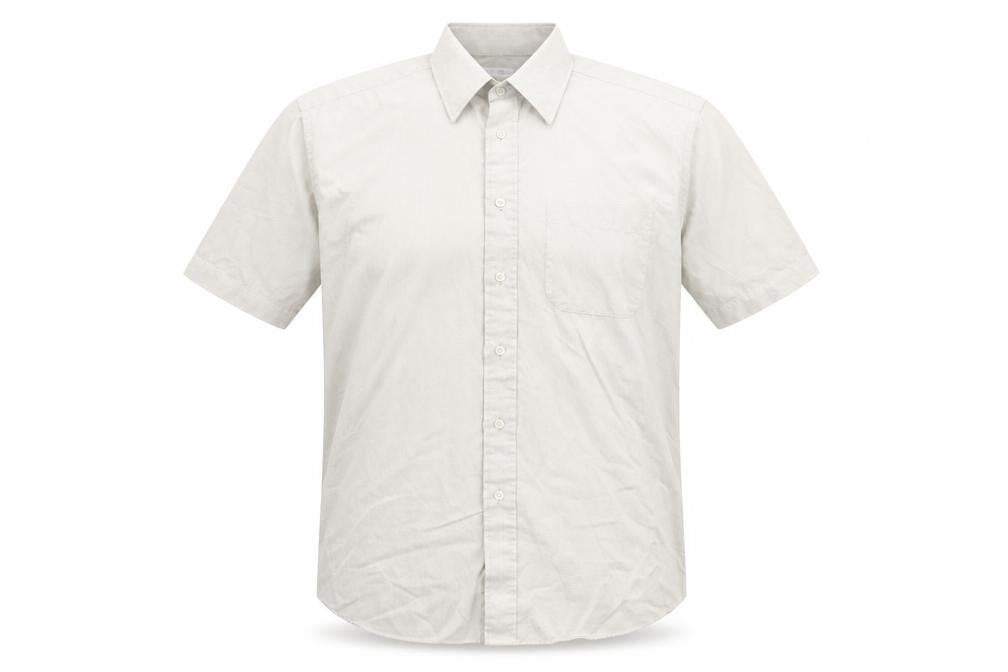 Marks and Spencer Mens Beige Check Polyester Button-Up Size 15 Collared Button