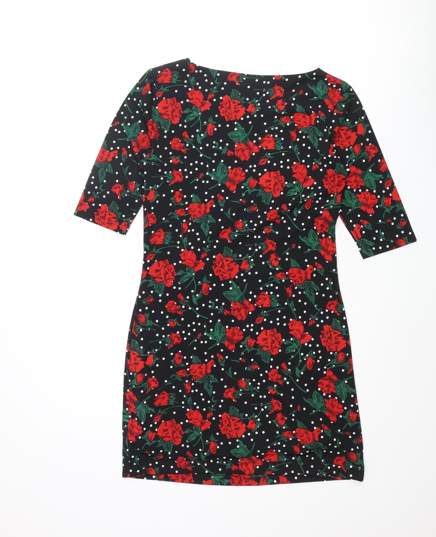 Stylist Pick Womens Black Floral Polyester Bodycon Size 10 Round Neck Pullover