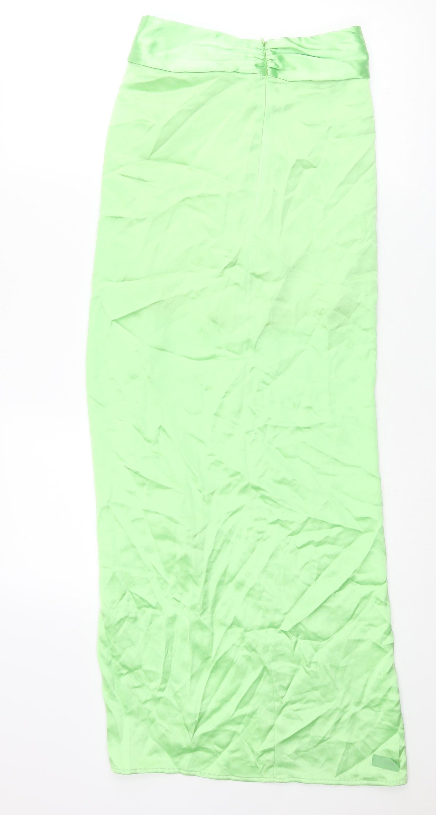 Zara Womens Green Polyester Maxi Skirt Size XS Zip - Wrap Style