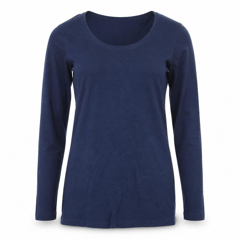 In Town Womens Blue Cotton Basic T-Shirt Size L Round Neck - Mesh Sleeves