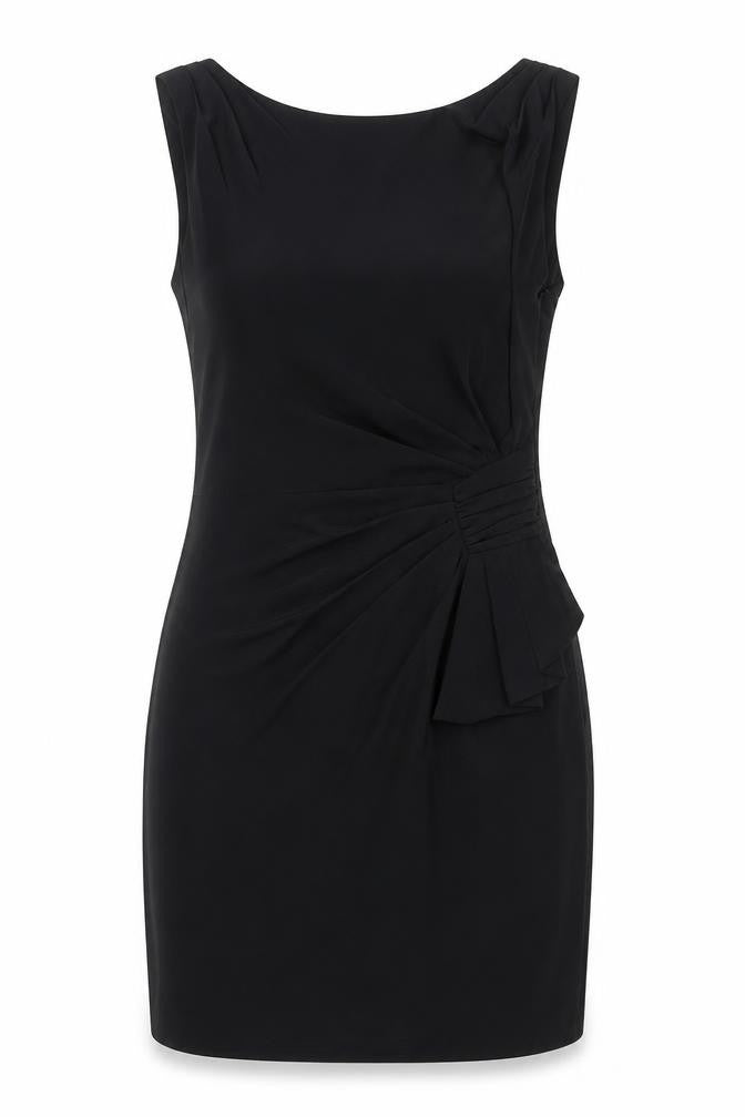 Coast Womens Black Polyester Shift Size 8 Round Neck Zip - Pleated Detail