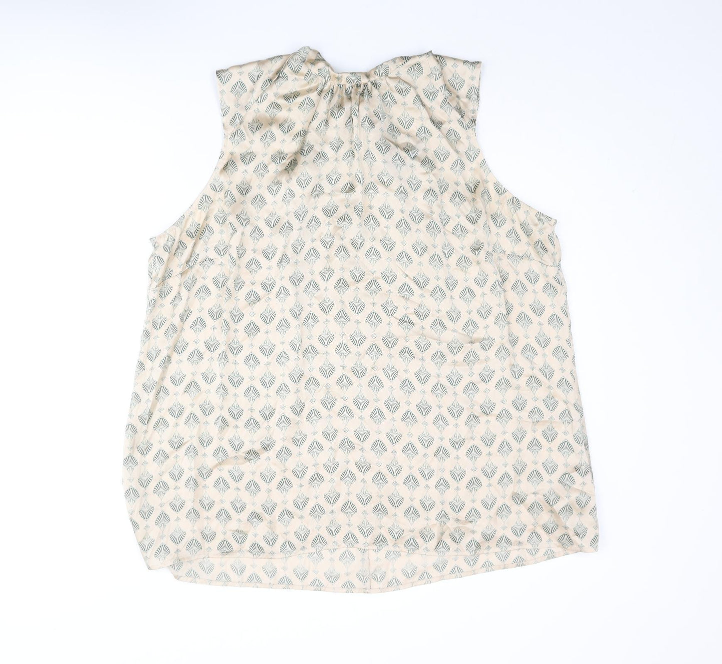 NEXT Womens Beige Geometric Polyester Camisole Blouse Size 22 Mock Neck - Bow
