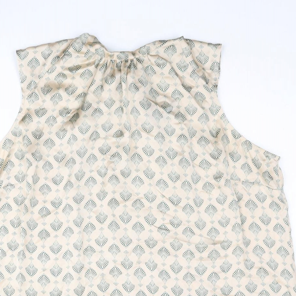 NEXT Womens Beige Geometric Polyester Camisole Blouse Size 22 Mock Neck - Bow