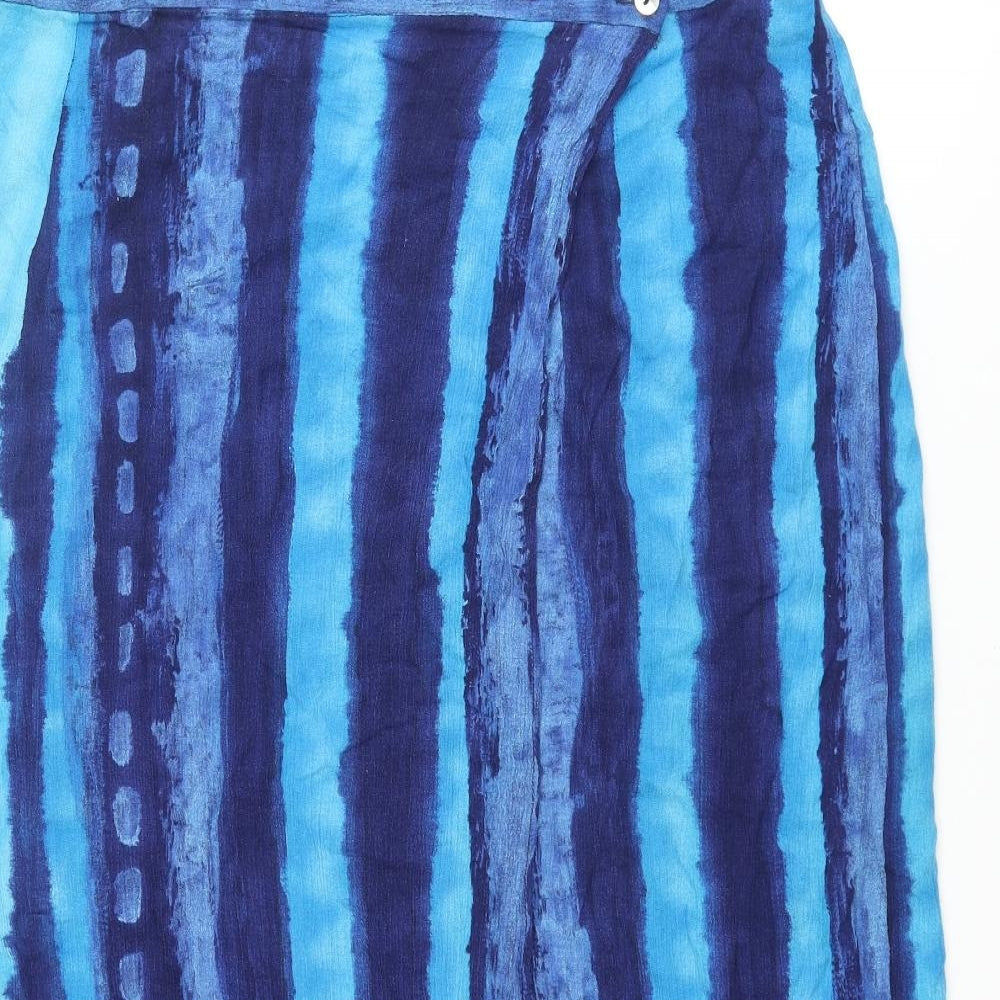essence Womens Blue Striped Viscose Straight & Pencil Skirt Size 18 Button