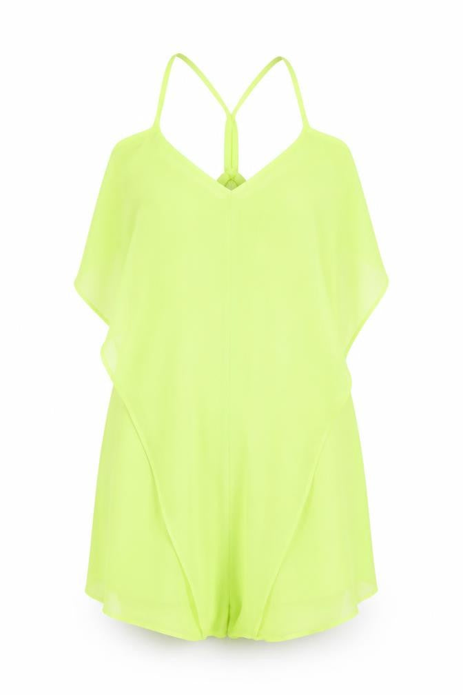Front view of ASOS women’s green polyester cover up, size UK 8, - slip dress