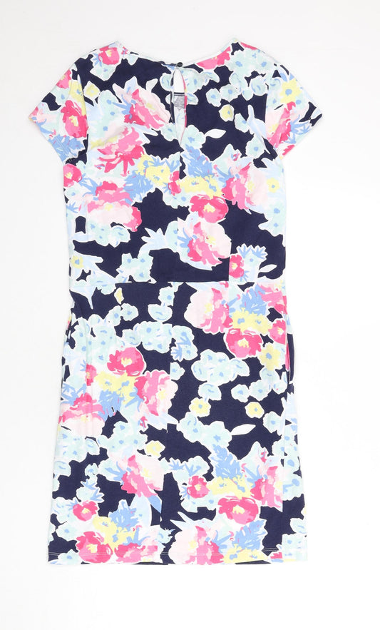Eureco Womens Multicoloured Floral Cotton A-Line Size 10 Round Neck Button