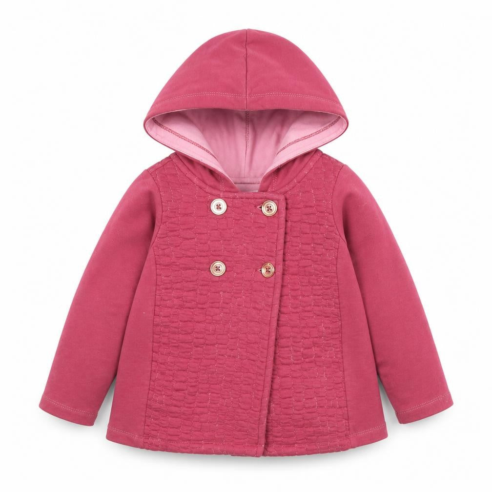 Front view of Max Studio girls’ pink basic jacket jacket, size 3, years button