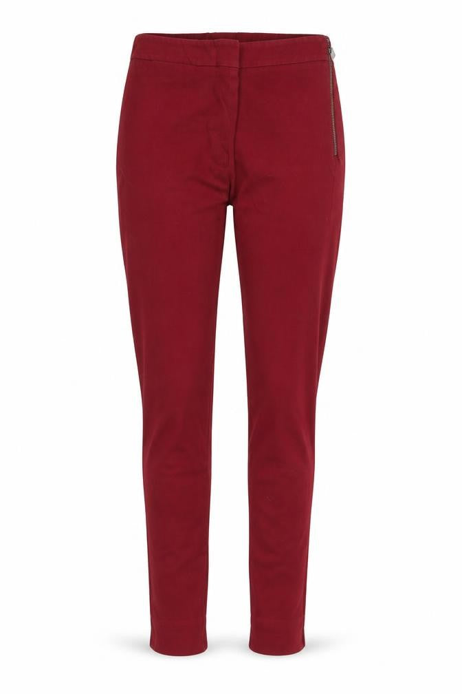 Front view of French Connection women’s red cotton skinny jeans, size UK 10, 26-inch leg regular zip
