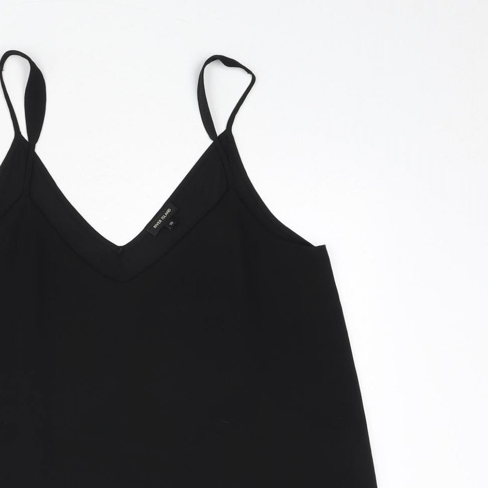 River Island Womens Black Polyester Camisole Tank Size 10 V-Neck