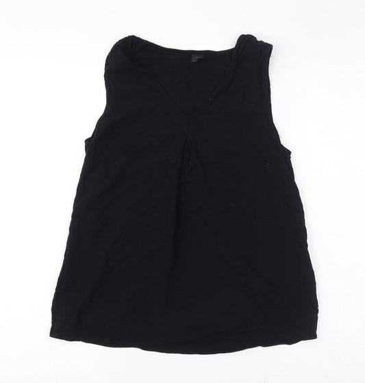 VERO MODA Womens Black Viscose Basic Tank Size M V-Neck