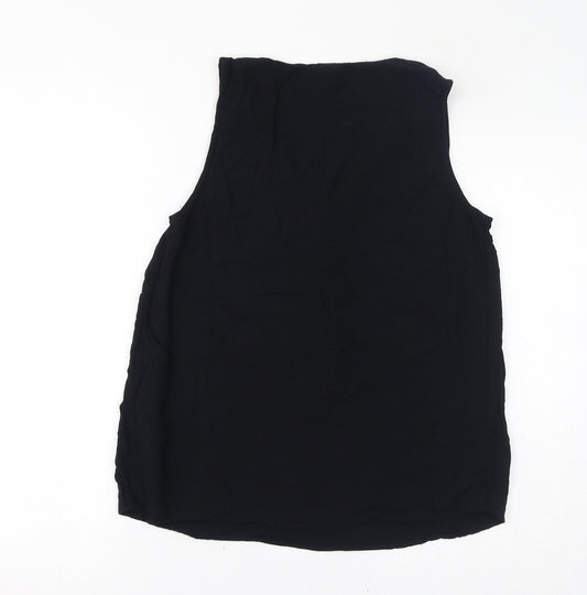 VERO MODA Womens Black Viscose Basic Tank Size M V-Neck