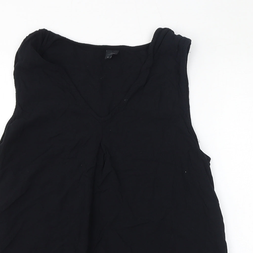 VERO MODA Womens Black Viscose Basic Tank Size M V-Neck