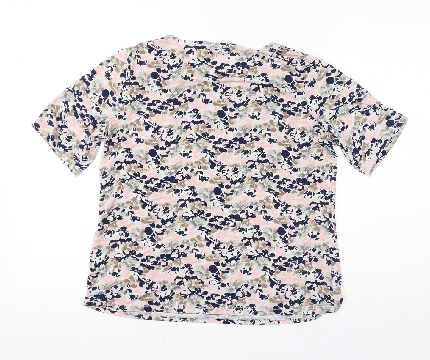 Slimma Womens Multicoloured Floral Polyester Basic T-Shirt Size 12 Round Neck