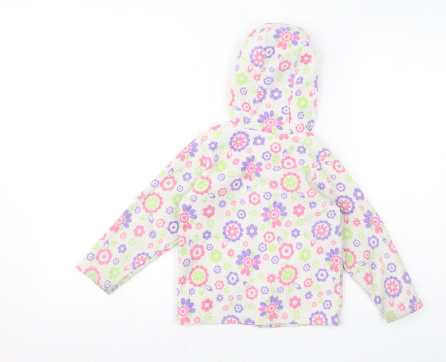 Ficcus Girls White Floral Jacket Coat Size 2 Years Zip