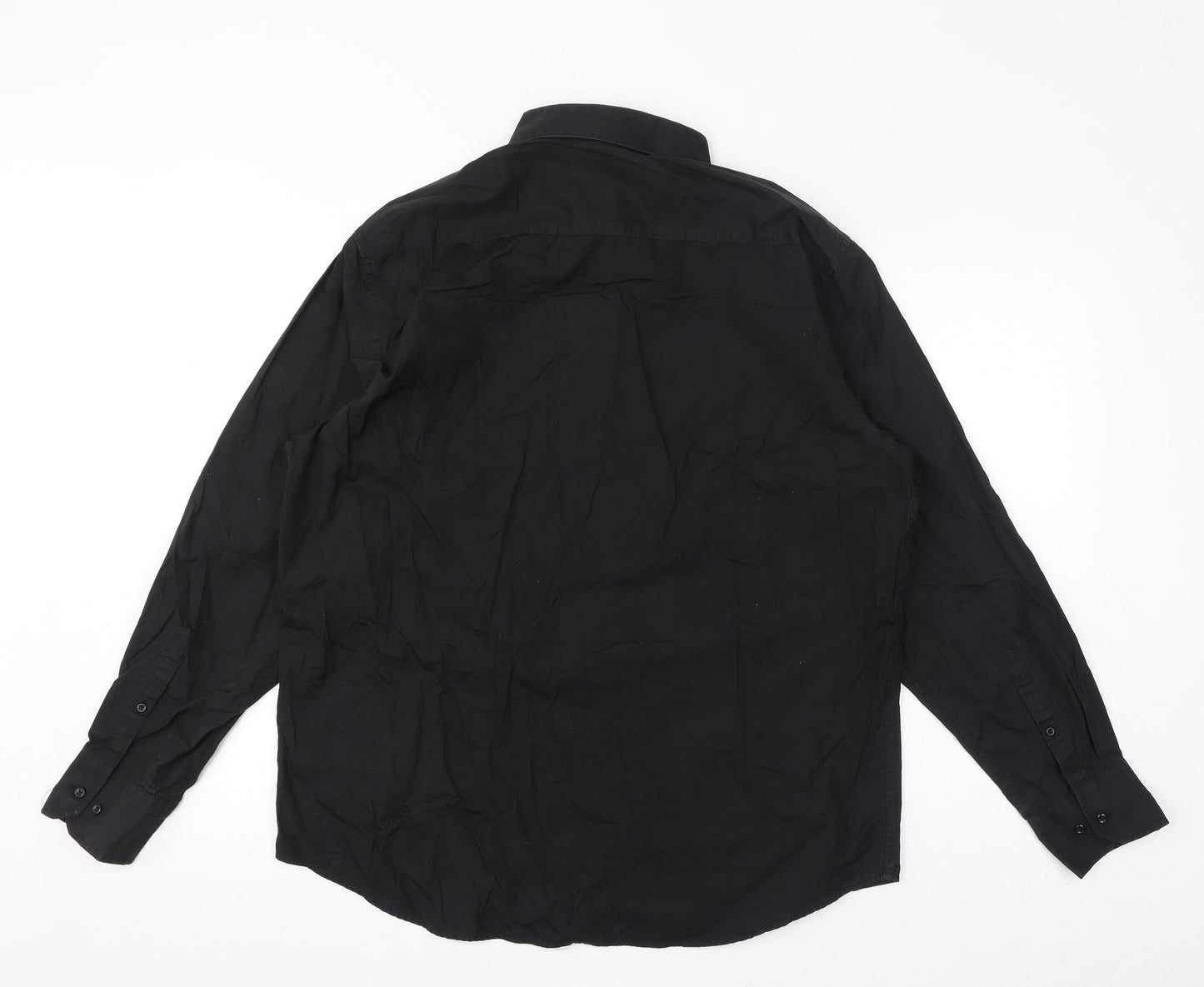 NEXT Mens Black Cotton Button-Up Size M Collared Button