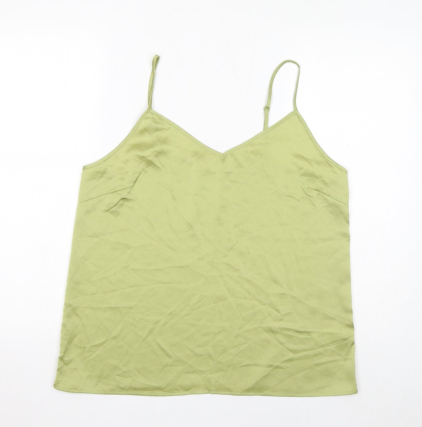 Marks and Spencer Womens Green Polyester Basic Tank Size 14 V-Neck