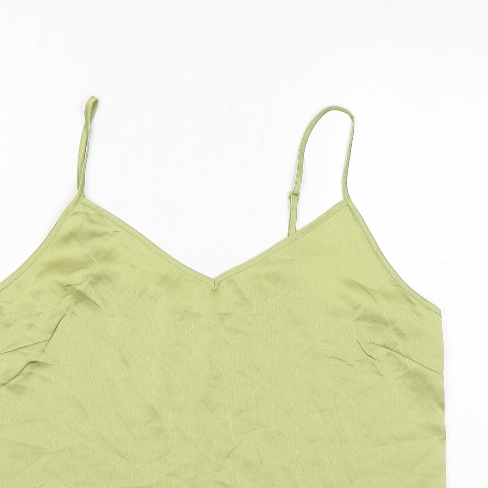 Marks and Spencer Womens Green Polyester Basic Tank Size 14 V-Neck