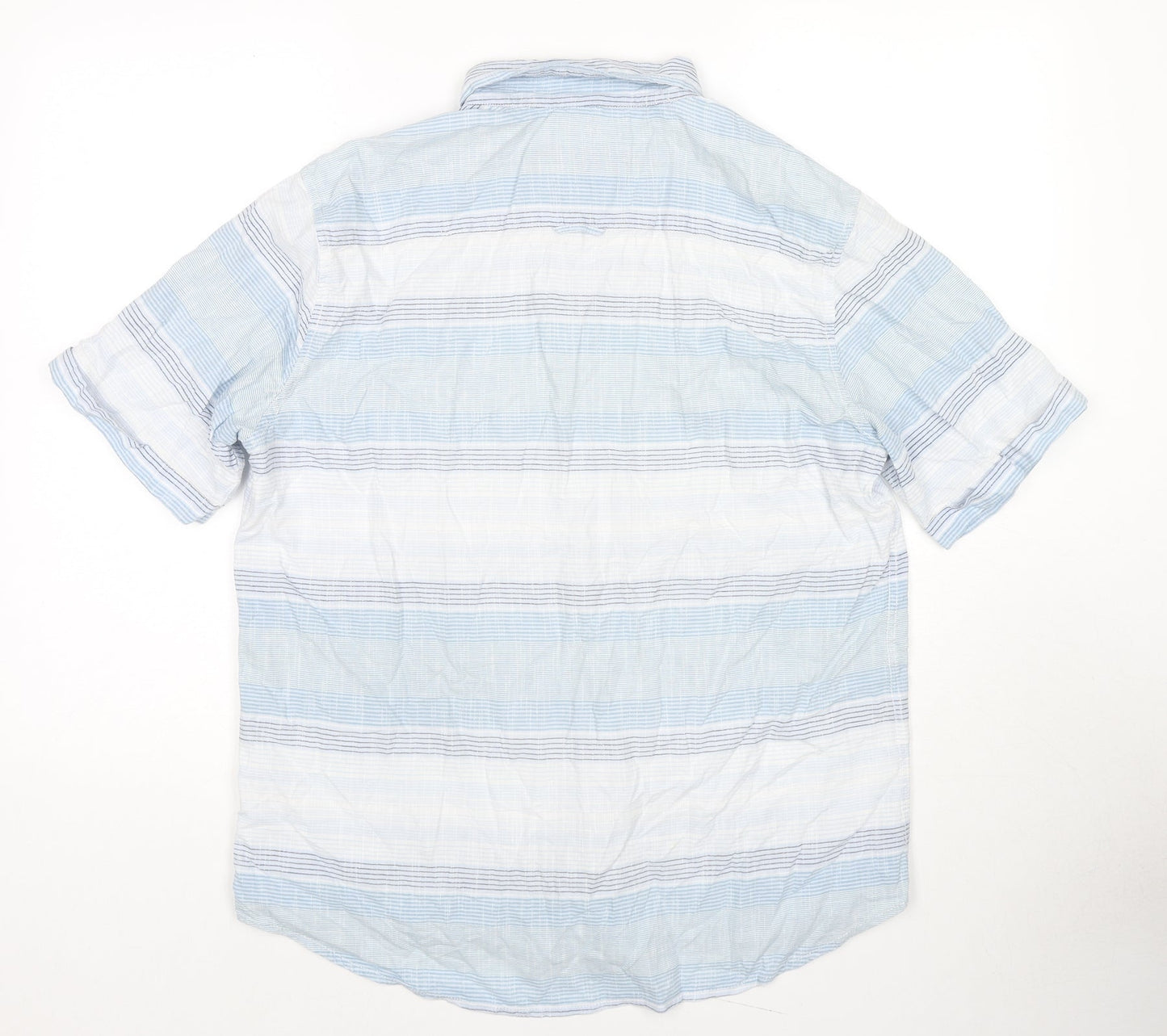 Sandstone Mens Blue Striped Cotton Button-Up Size M Collared Button